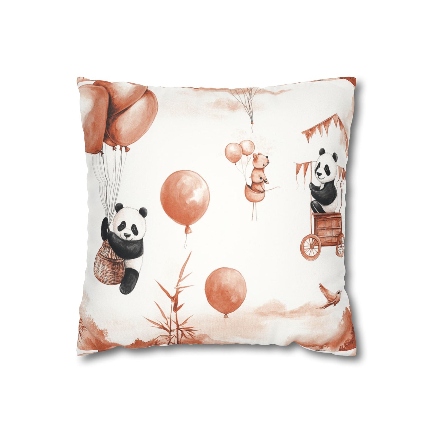 panda buds faux suede throw pillow