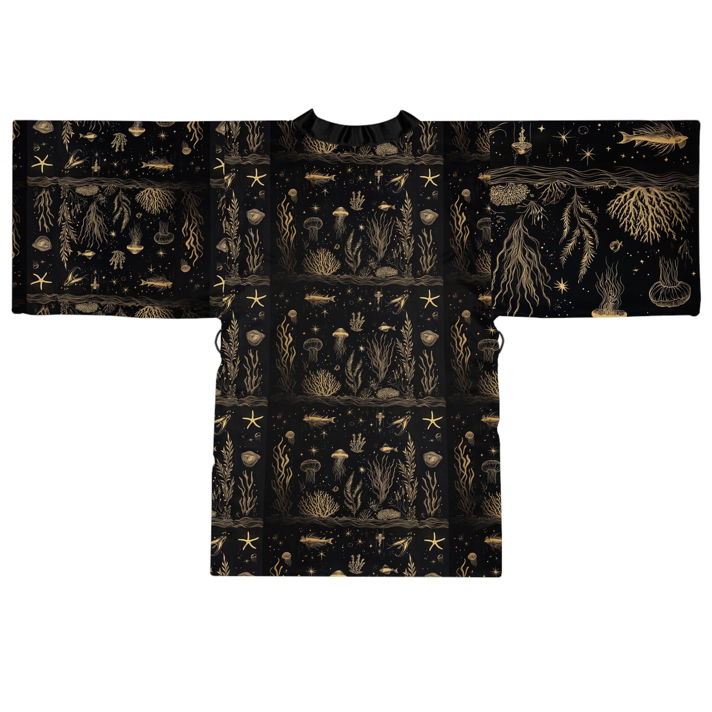 black and gold kimono - fish and corral | thelassophile collection