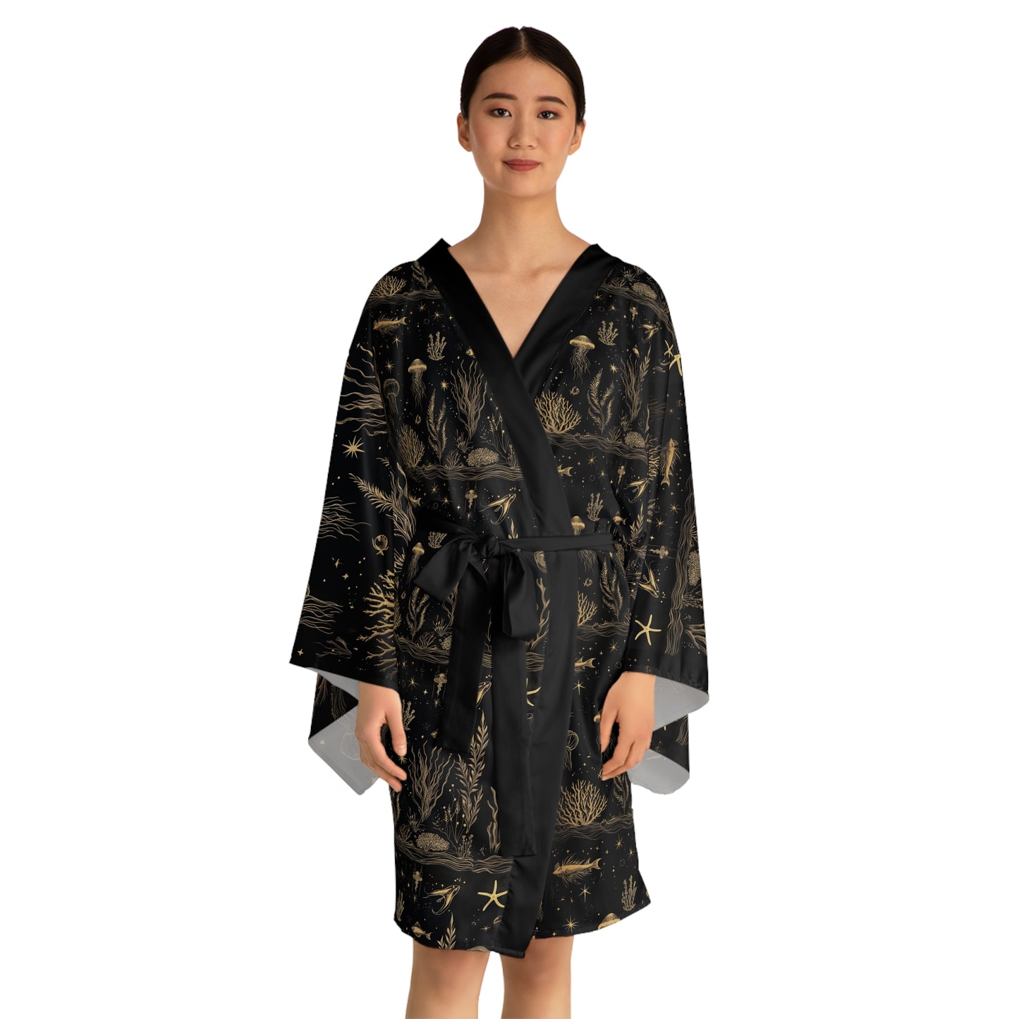 black and gold kimono - fish and corral | thelassophile collection
