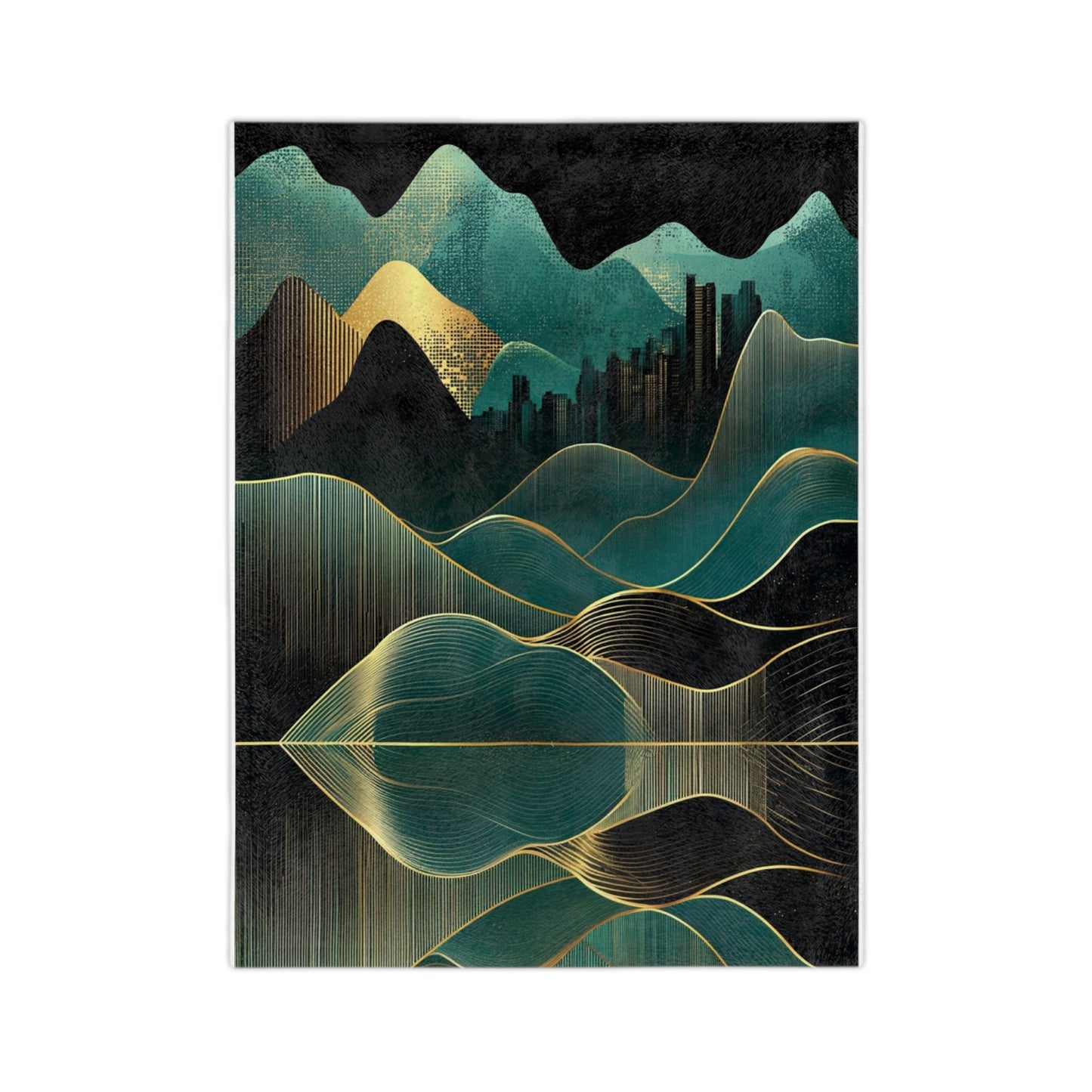 arabian nights, emerald, gold and black velveteen blanket