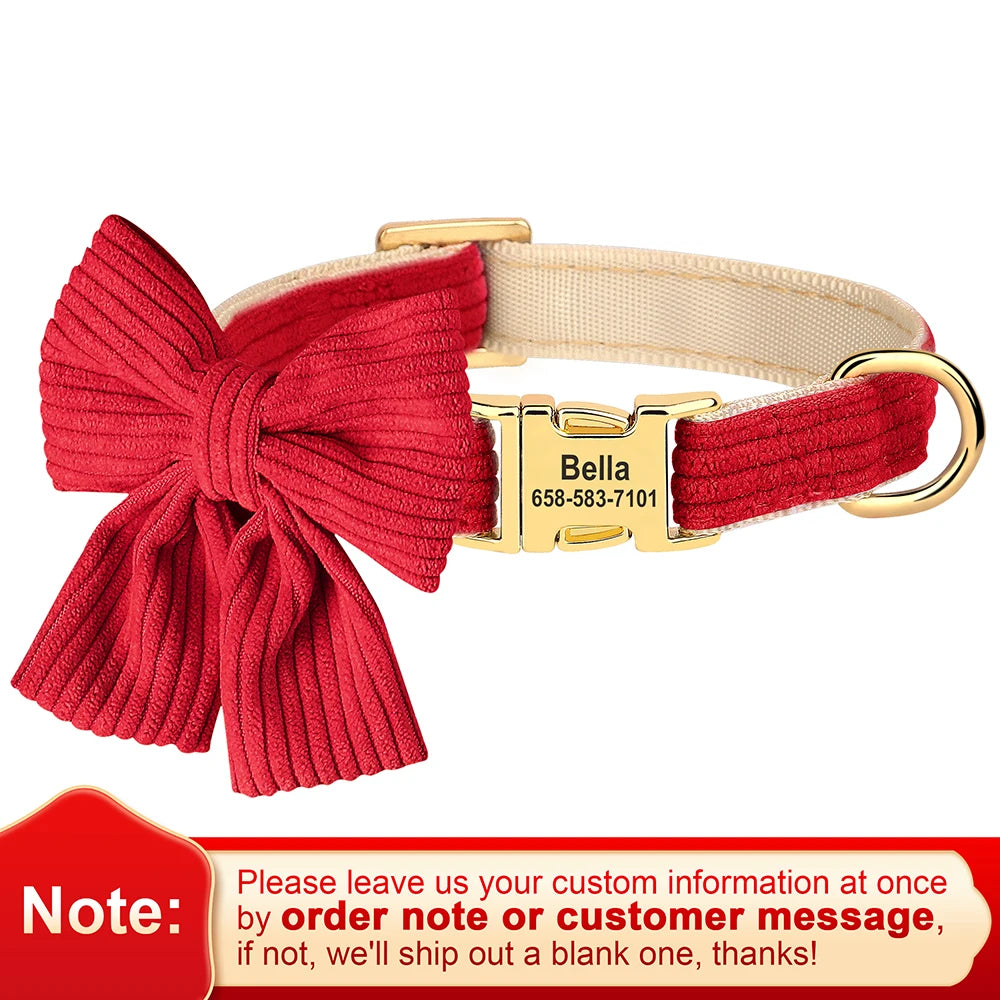 Personalized Dog / Pet Collar with Bow and Free Engraving