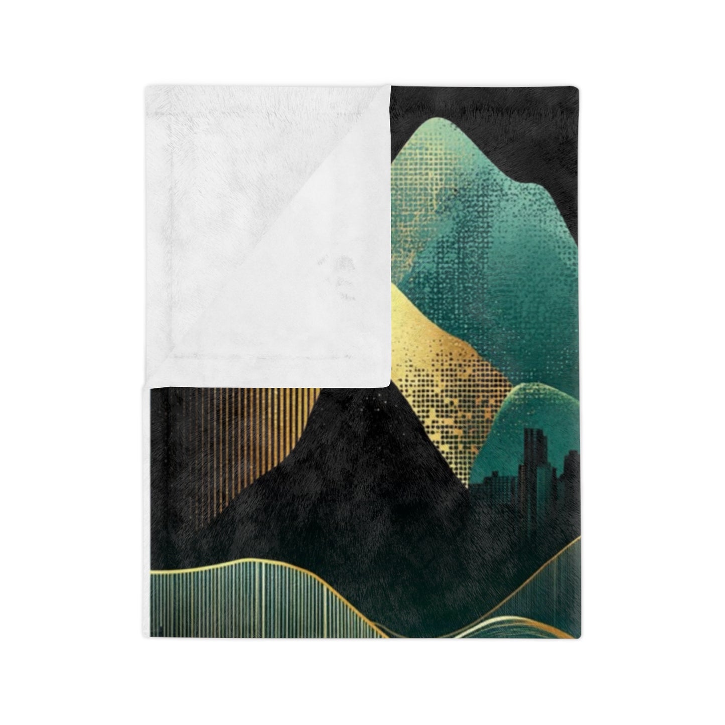 arabian nights, emerald, gold and black velveteen blanket