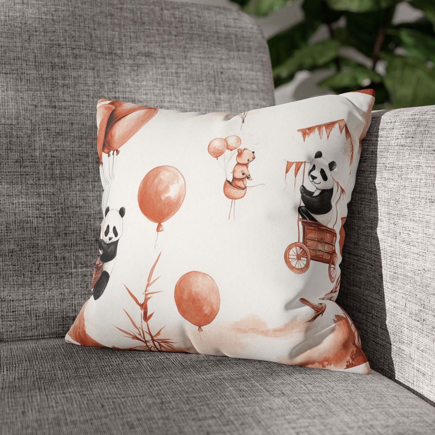 panda buds faux suede throw pillow