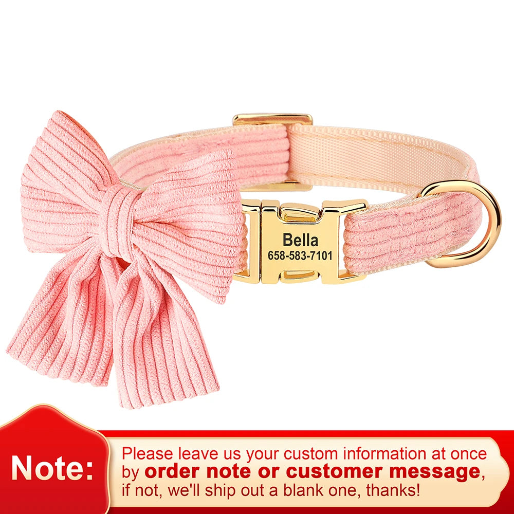 Personalized Dog / Pet Collar with Bow and Free Engraving